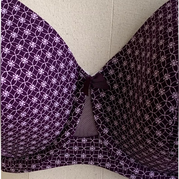 Cacique Purple Floral Cooling French Full Coverage Bra Underwire 42DDD - Picture 4 of 8